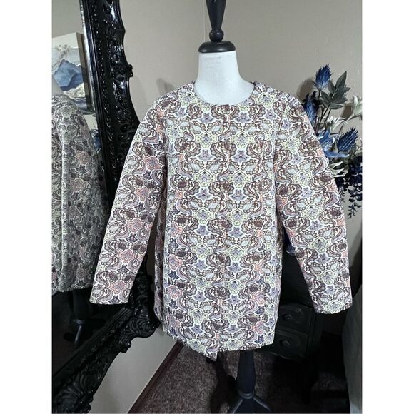 C. Wonder Jacquard Long Sleeve Tapestry Trench Coat Size 12 - Picture 1 of 5